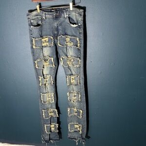 Men's Distressed Skinny Jeans - Blue